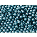 Druk Glass Bead Metallic Sea Blue 3mm Round - Bag of 25