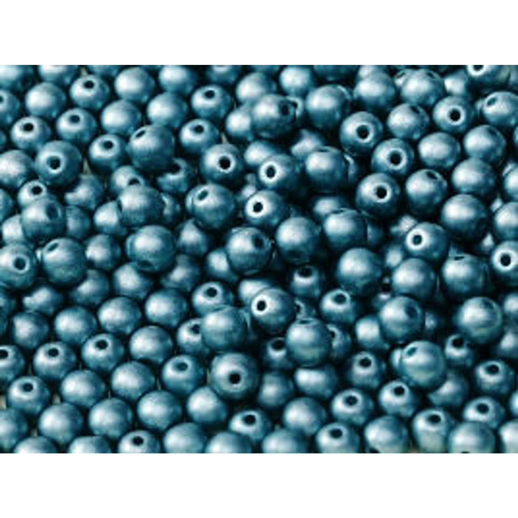 Druk Glass Bead Metallic Sea Blue 3mm Round - Bag of 25