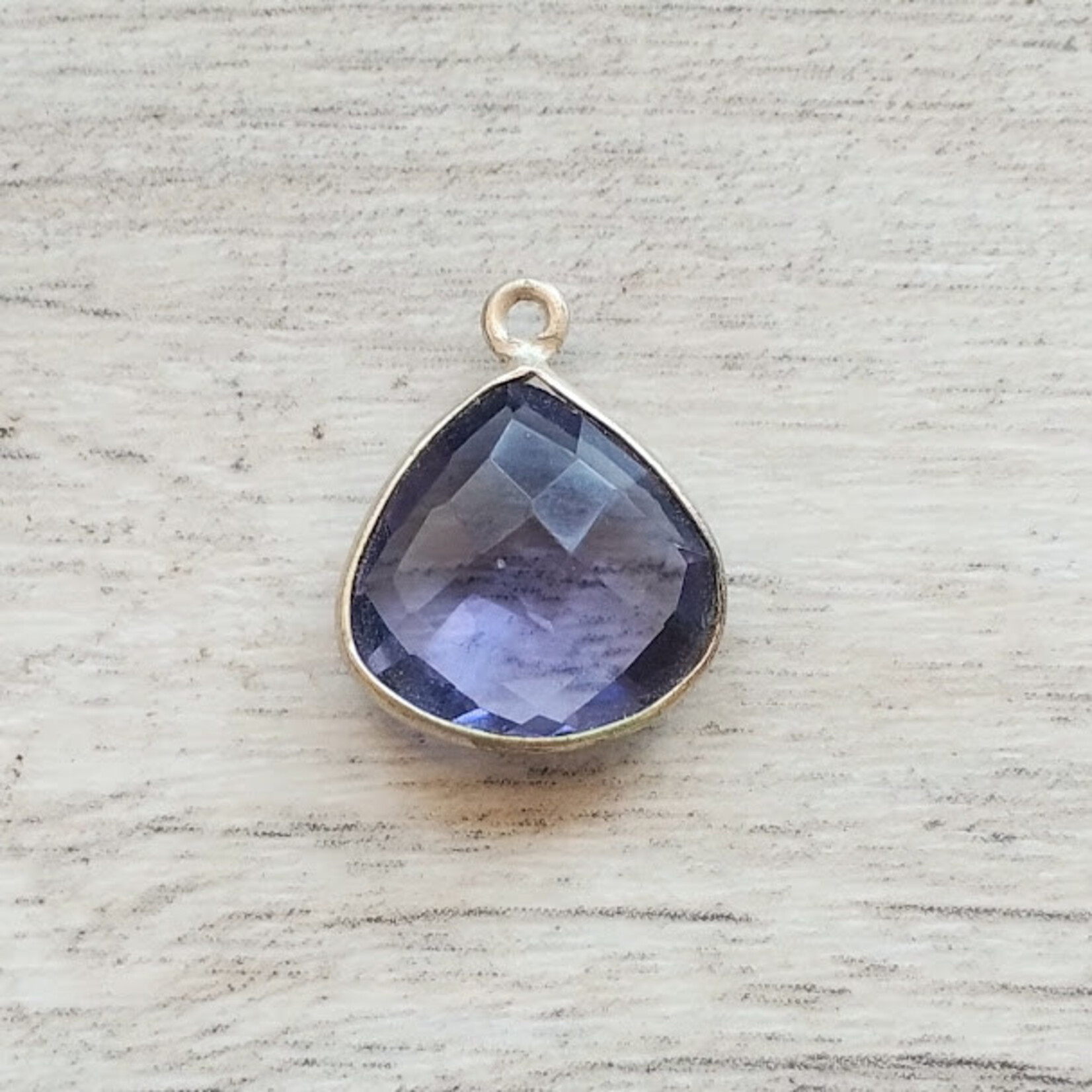 Tanzanite Quartz 19mm Teardrop Silver Bezeled Pendant