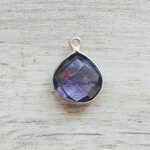 Tanzanite Quartz 17mm Teardrop Silver Bezeled Pendant