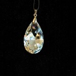 Faceted Glass Silver Foil Backed Pendant w/ Bail