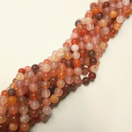 Flower Agate  6mm Round Reddish Bead Strand