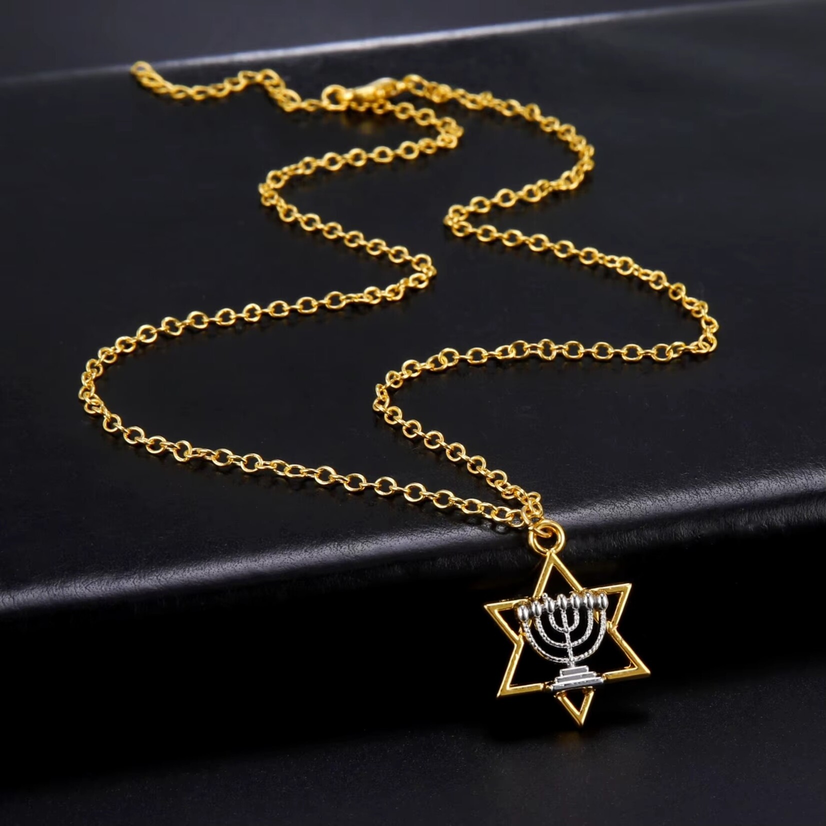 Star of David w/ Menorah Necklace - Ready to Wear