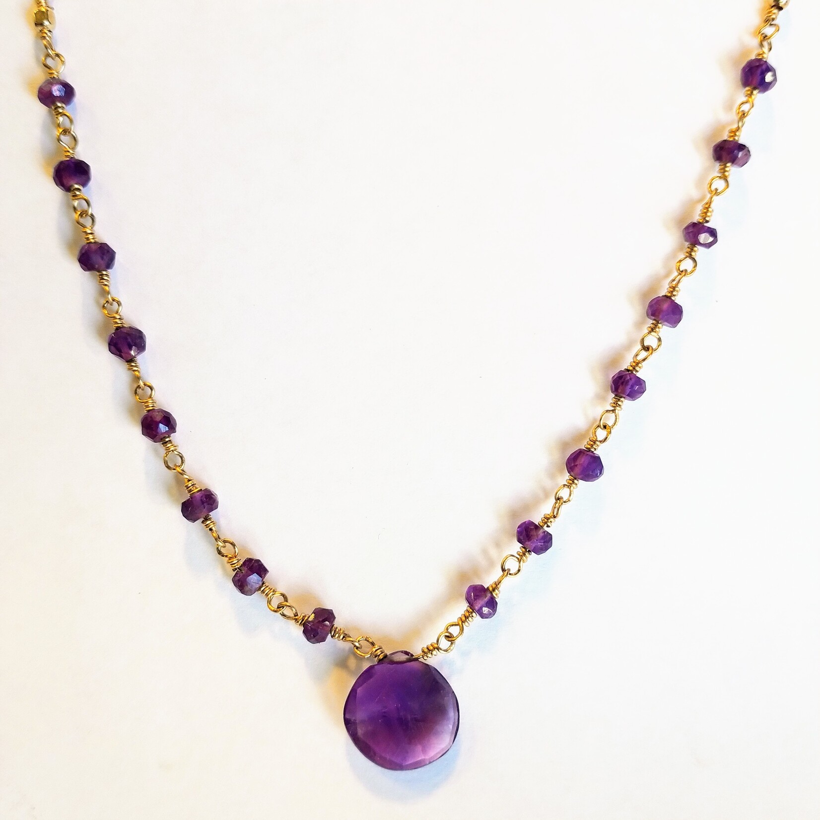 Amethyst Teardrop Gold Filled Necklace
