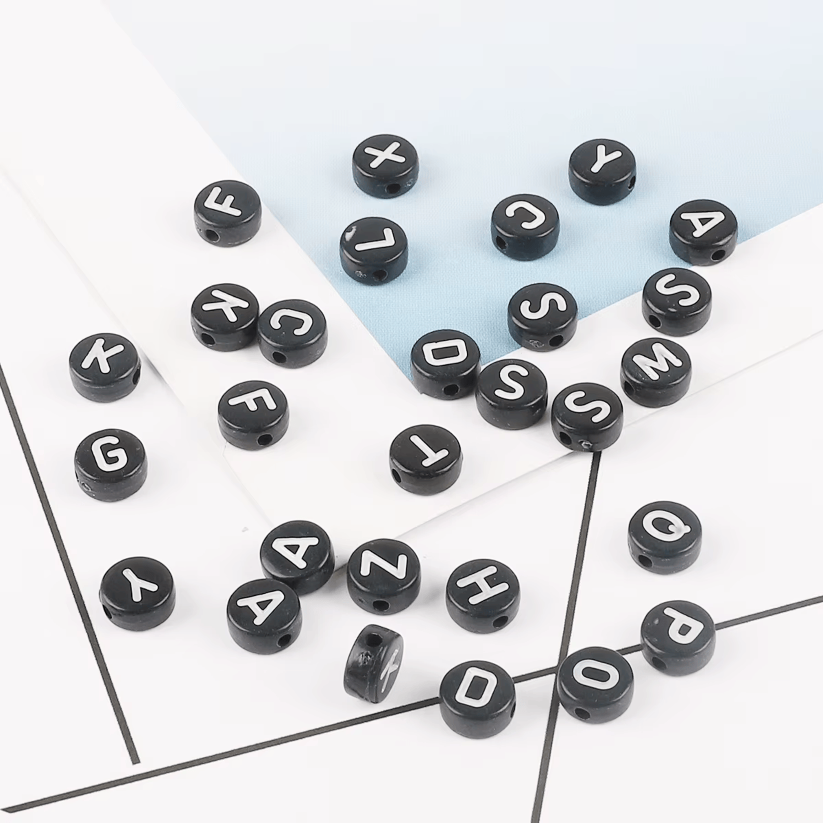 Letter Beads 7x4mm Black - 100 Pieces