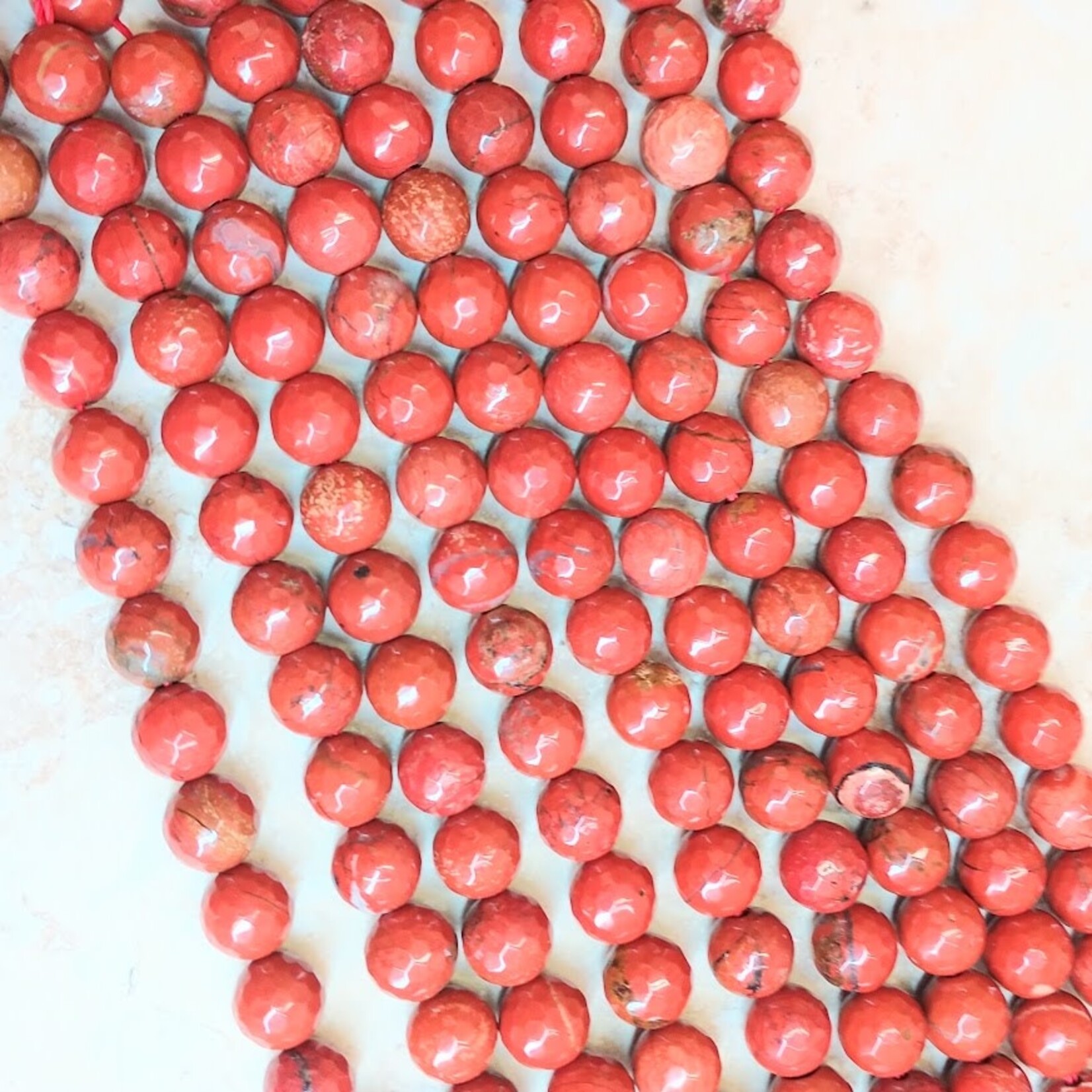 Red Bloodstone  8mm Faceted Round Bead Strand