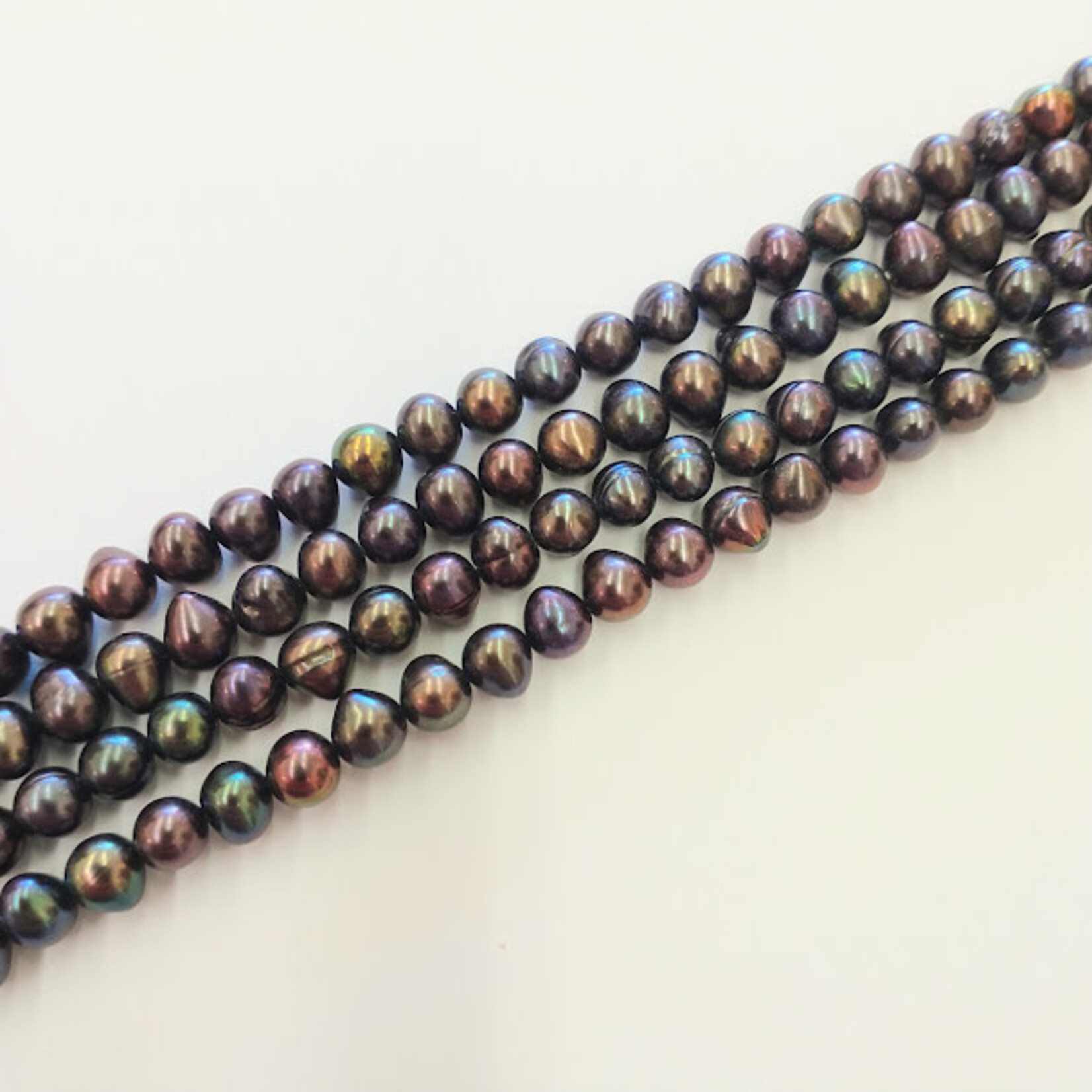 Freshwater Pearls  5.5-6mm Potato Dark Peacock Bead Strand