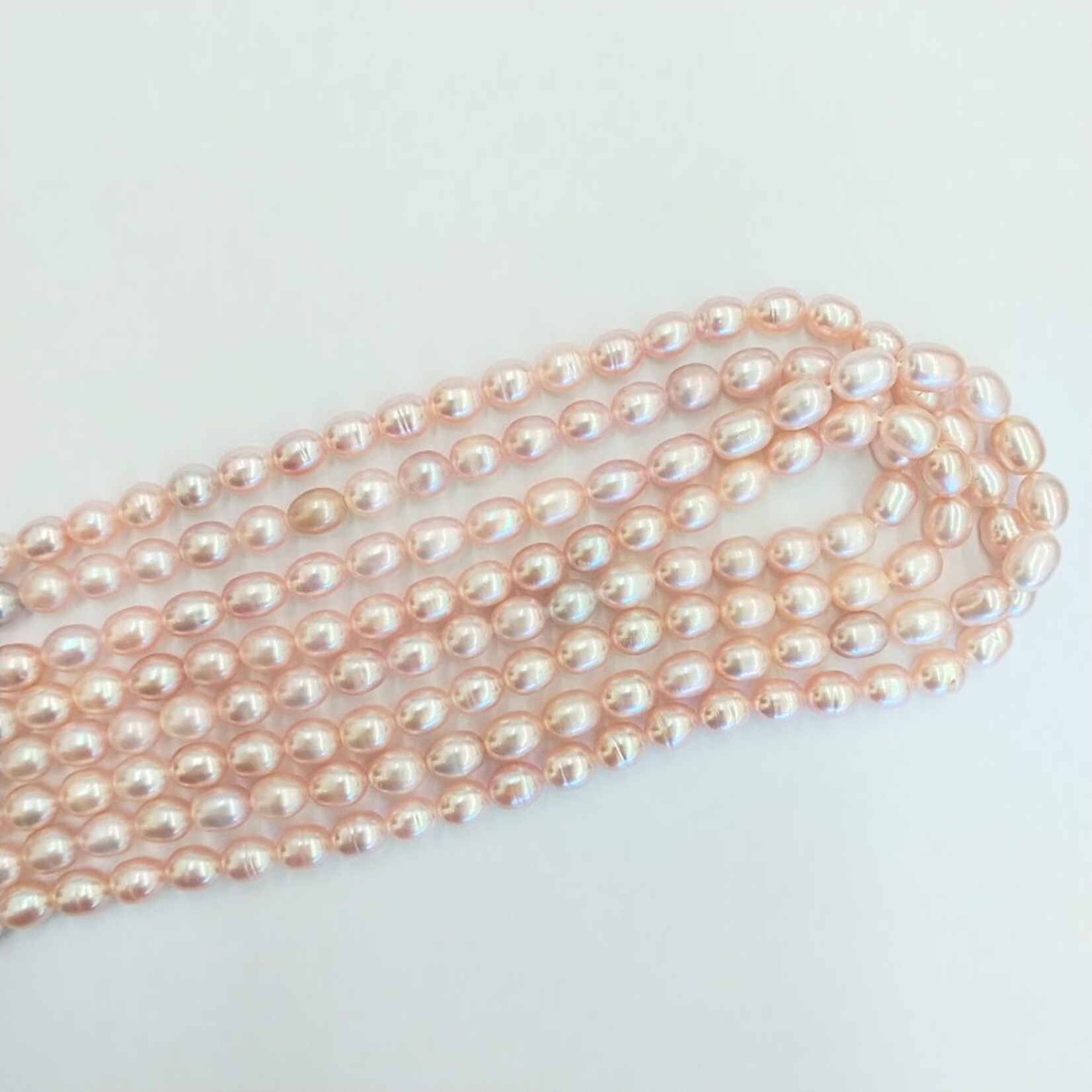Freshwater Pearls  5x6mm Rice Light Pink Bead Strand
