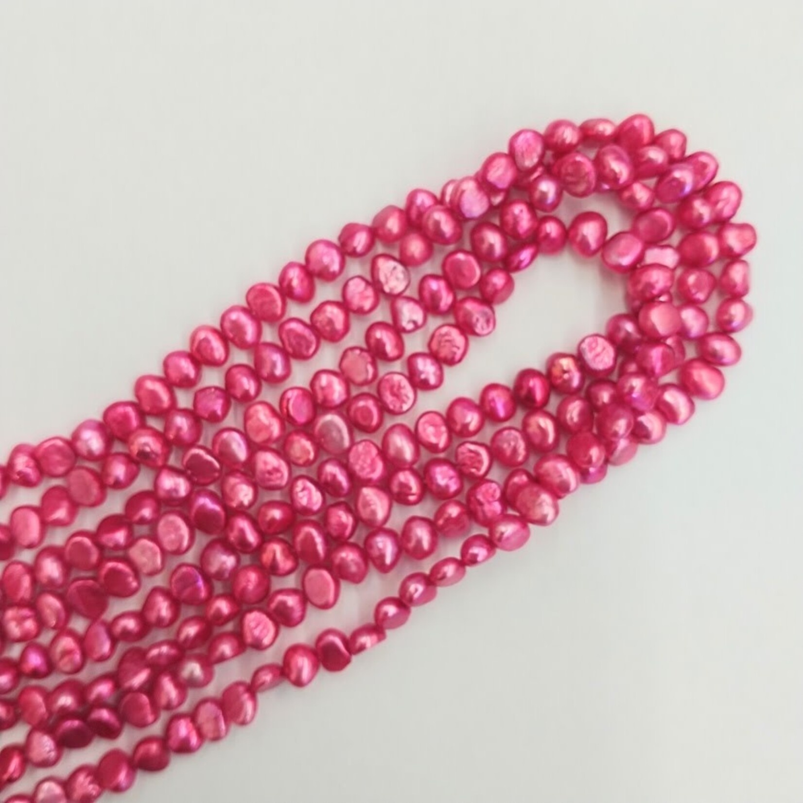 Freshwater Pearls  5x6mm Flattish Potato Pink Bead Strand