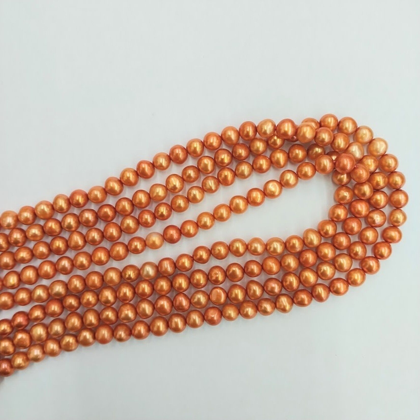 Freshwater Pearls  6-6.5mm Potato Orange Gold Bead Strand