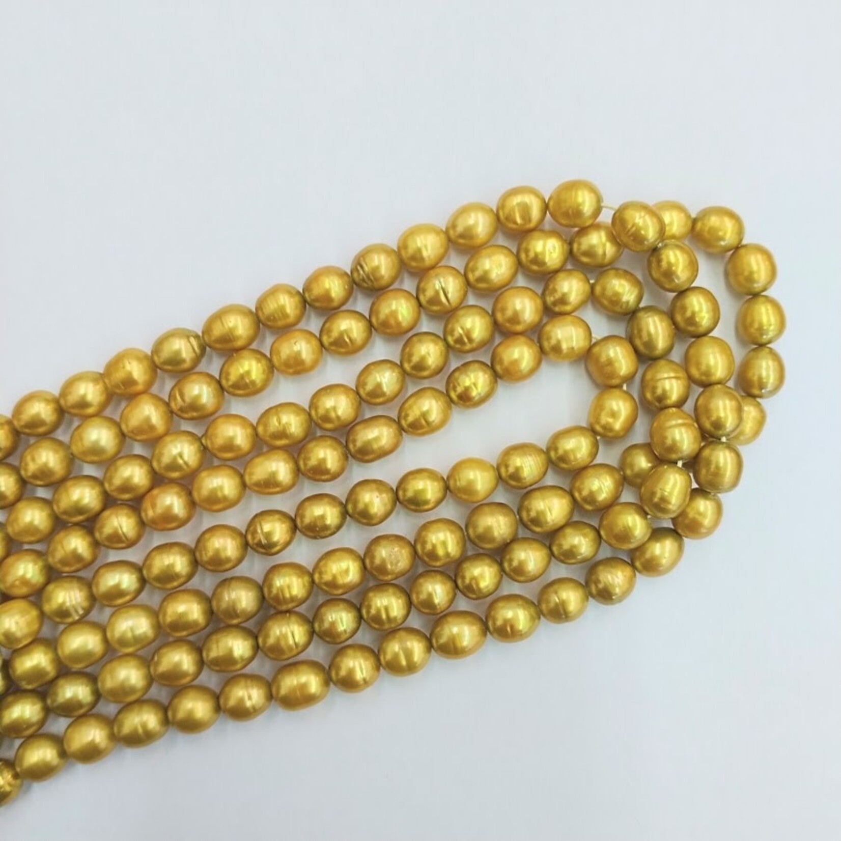 Freshwater Pearls  7.5-8mm Rice Yellow Bead Strand