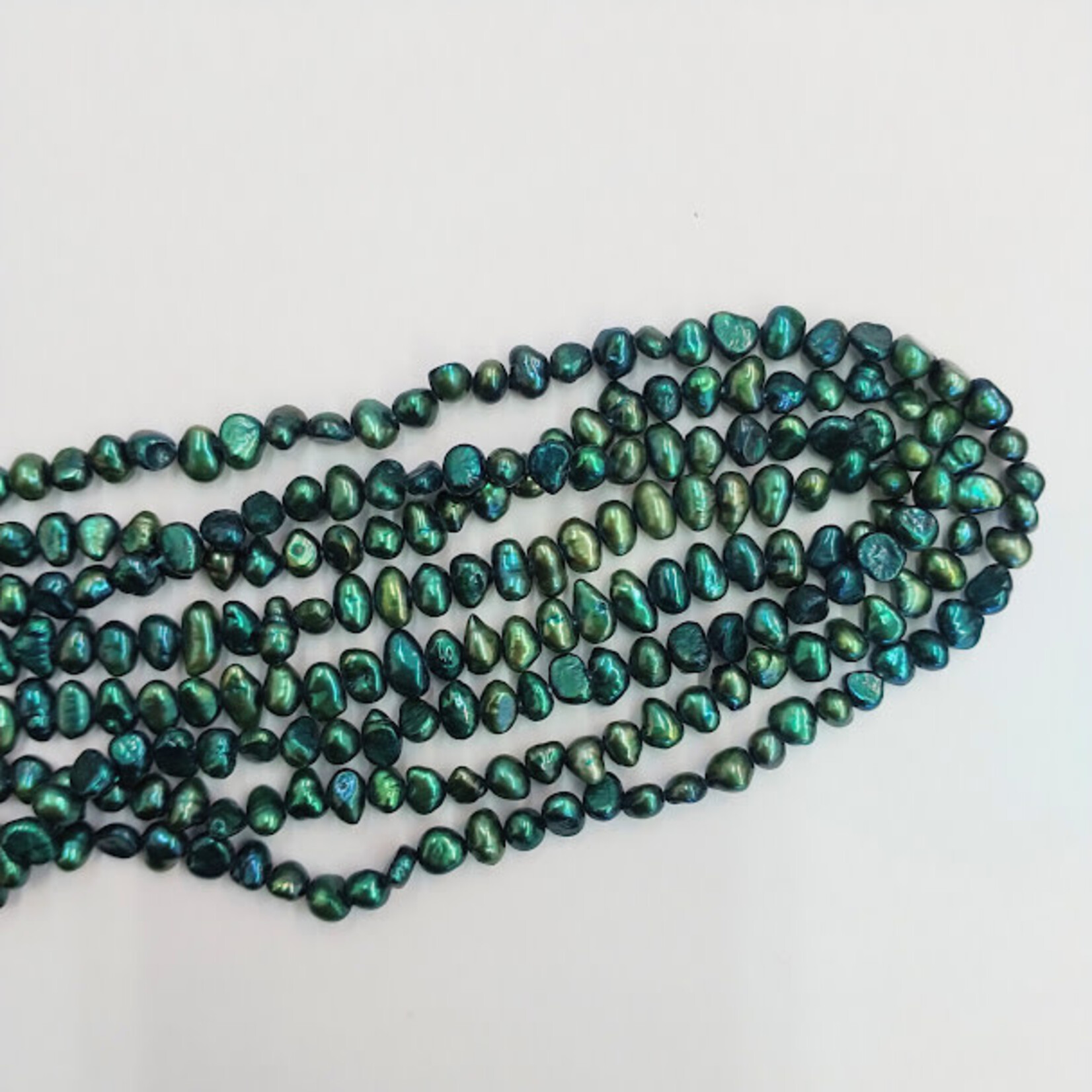 Freshwater Pearls  5x7mm Nugget Emerald Green Bead Strand