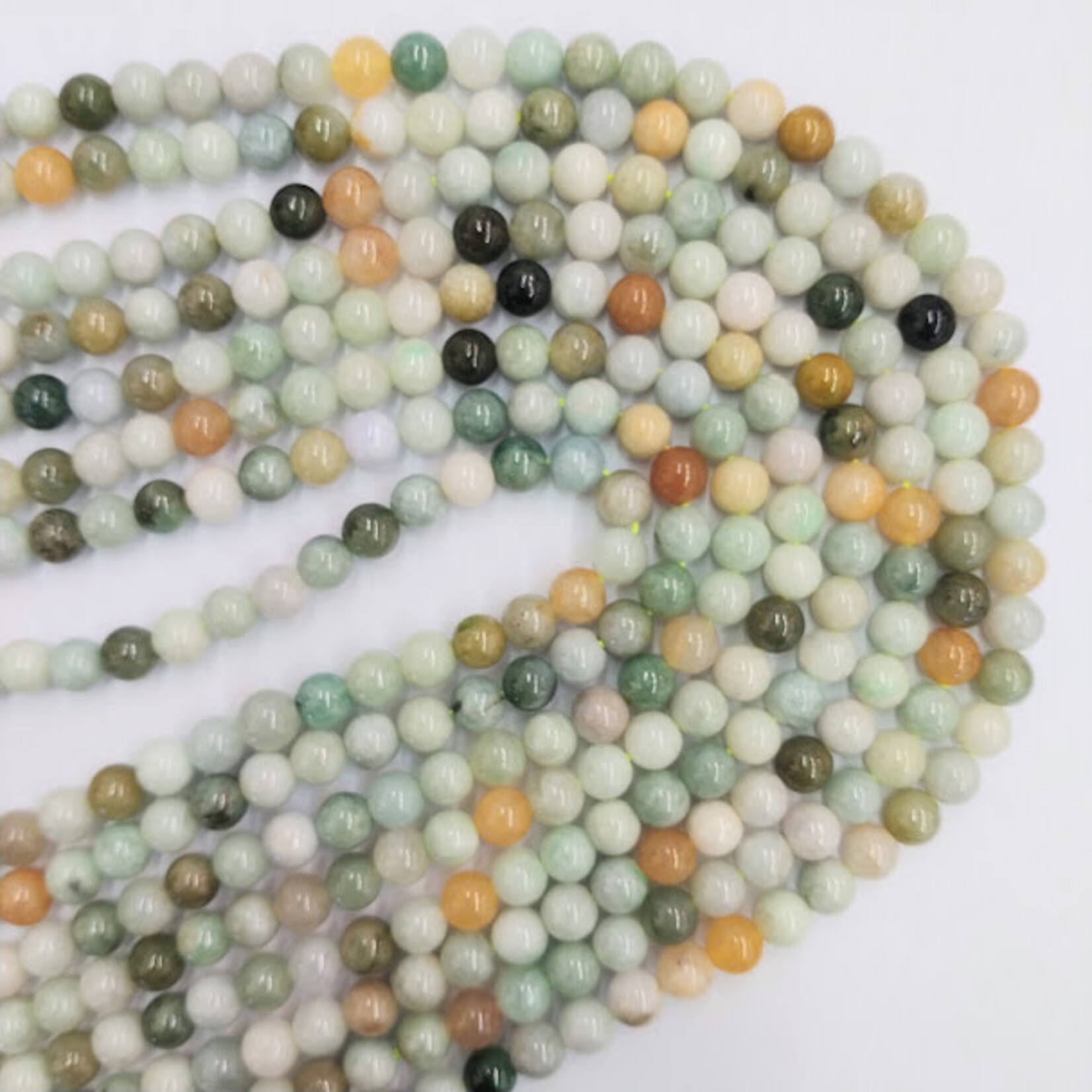 Jade Various Shades  8mm Round Bead Strand