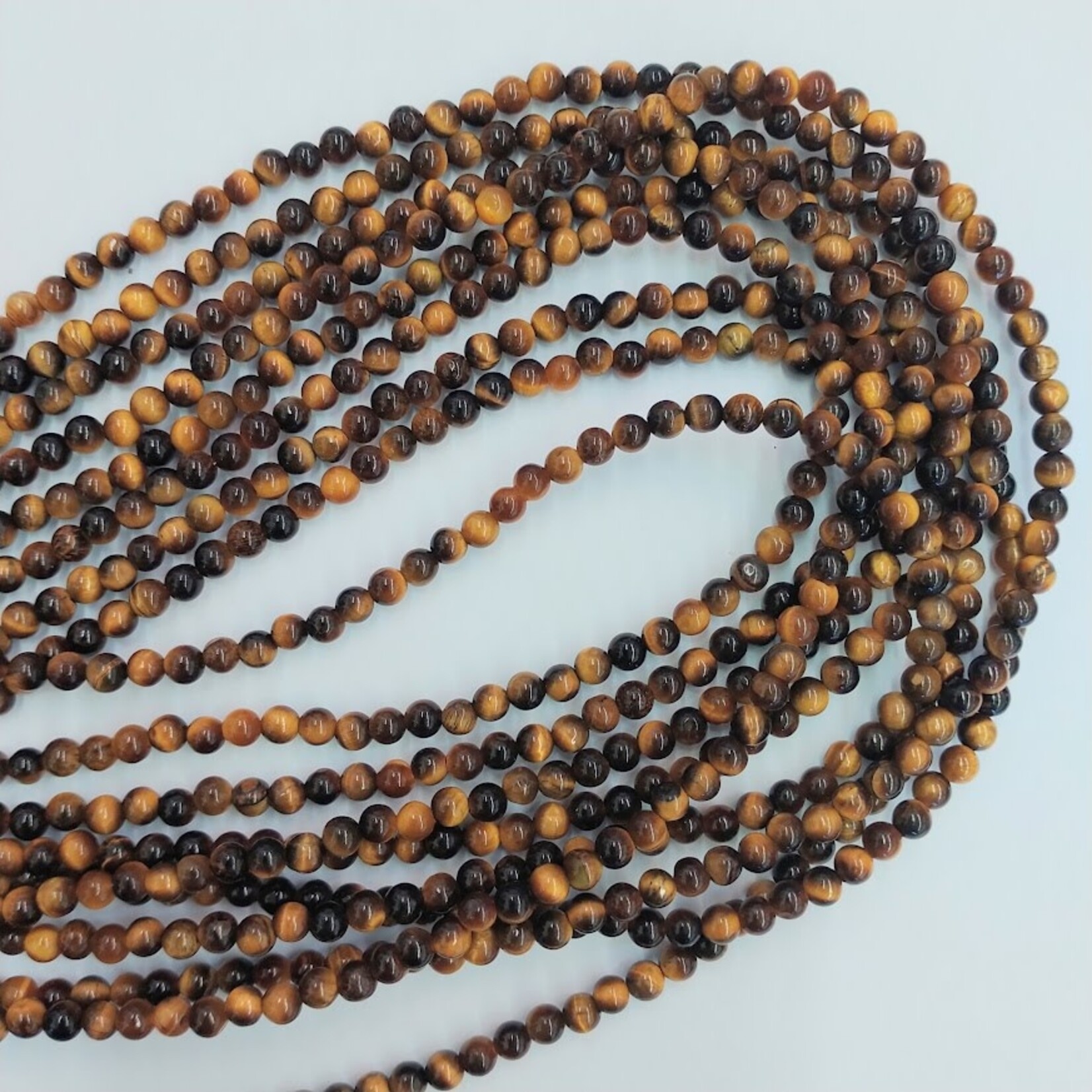 Tiger Eye  4mm Round Bead Strand