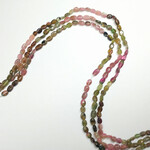 Watermelon Tourmaline Tumbled Oval  4x5mm Bead Strand