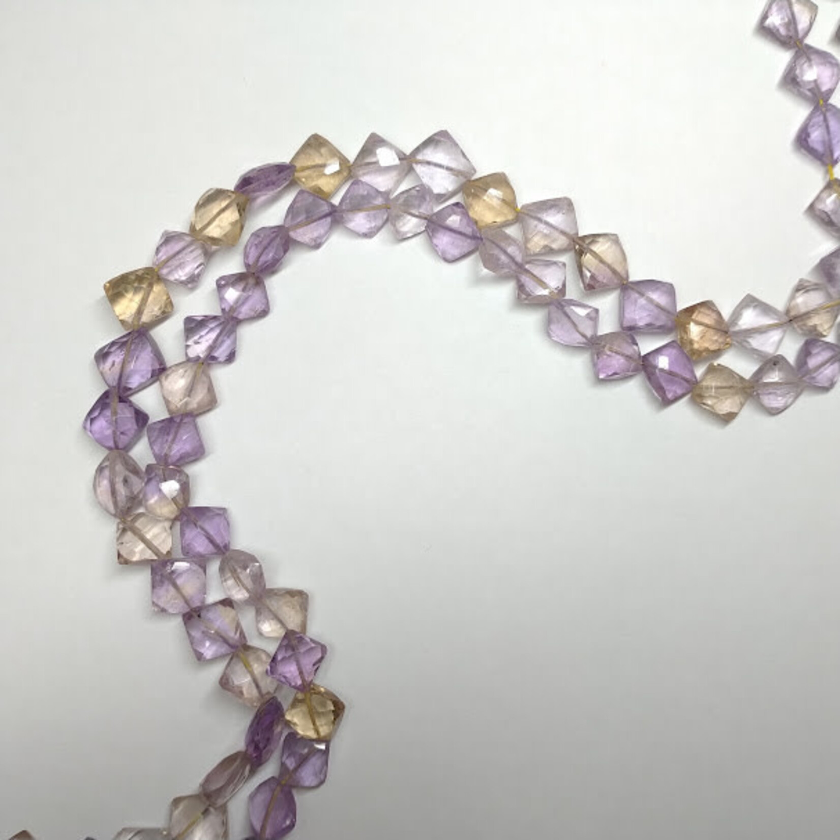 Amethyst & Citrine 7mm Diamond Faceted Bead Strand