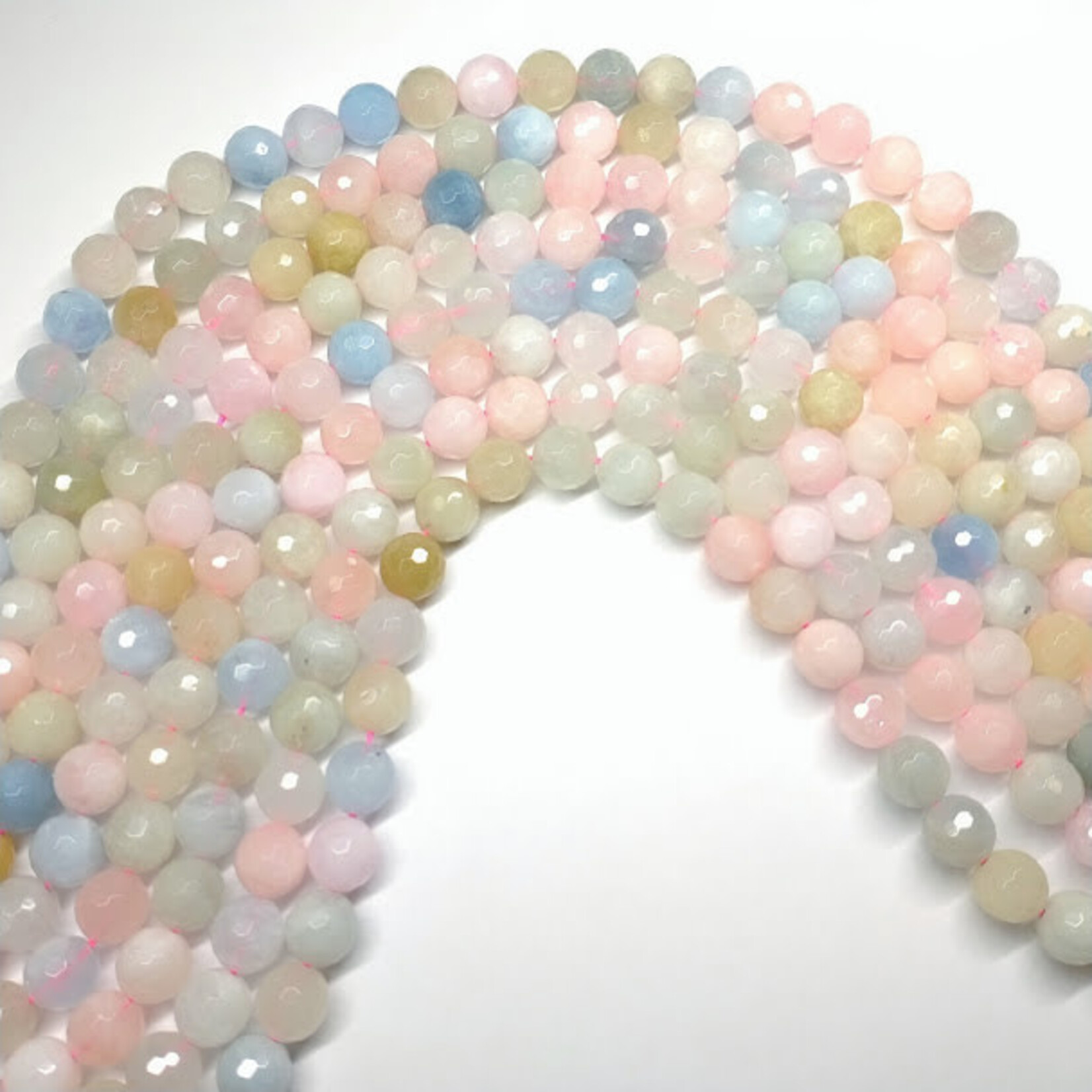 Morganite 8mm Faceted Round Bead Strand