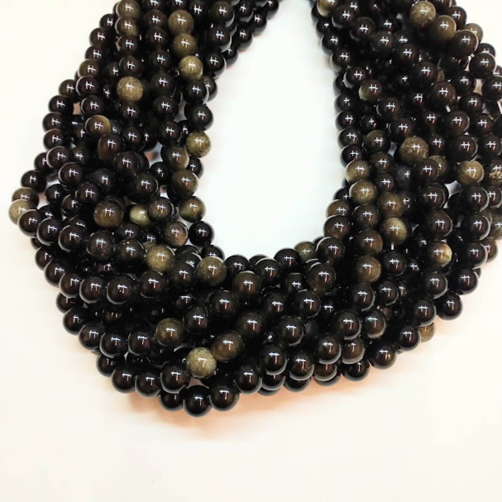 Golden Sheen Obsidian  8mm Bead Strand