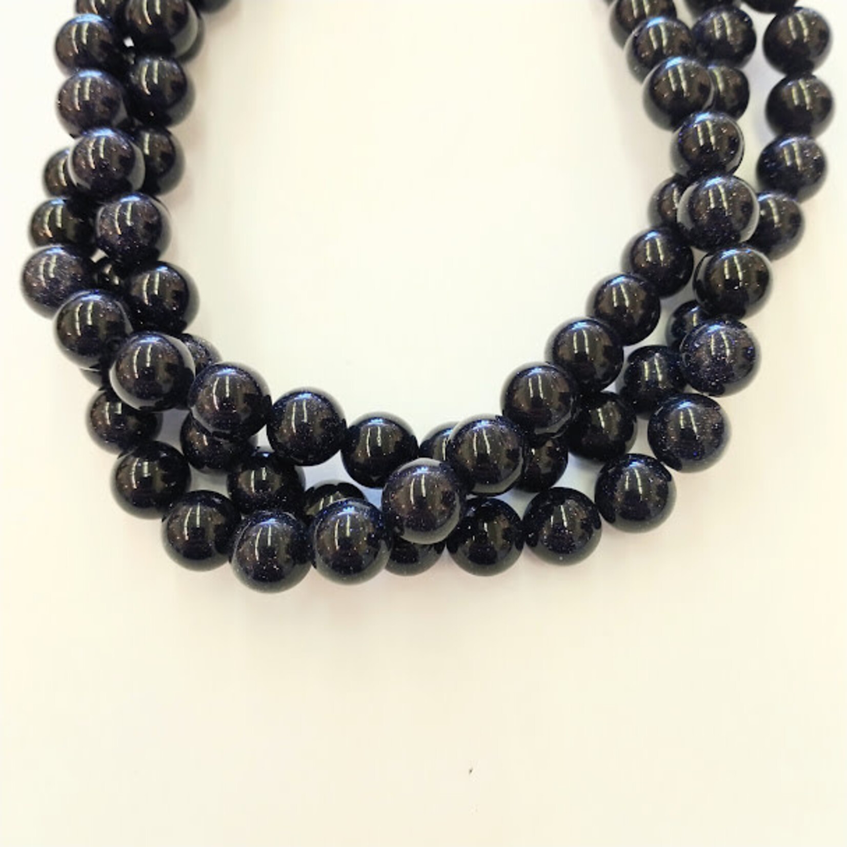 Blue Sand Goldstone 10mm Round Bead Strand