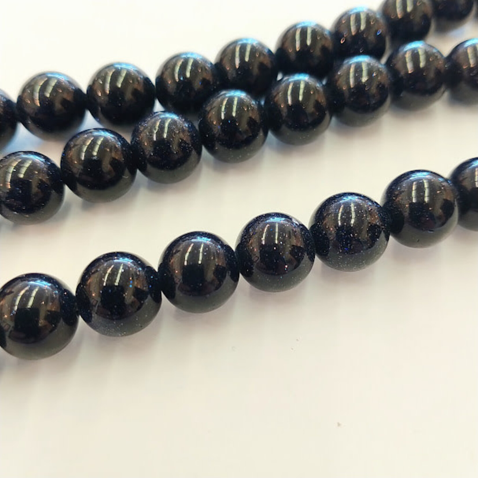 Blue Sand Goldstone 10mm Round Bead Strand