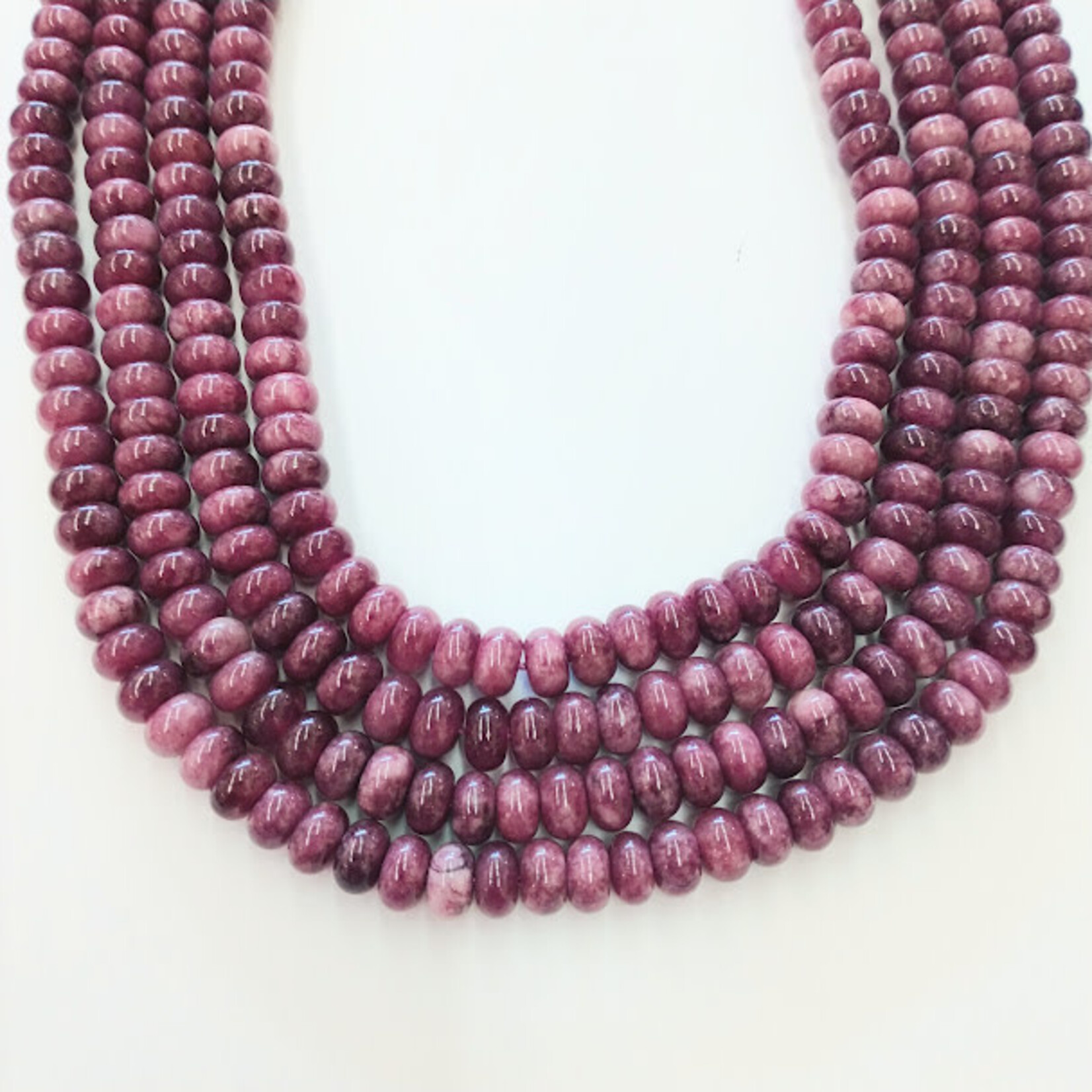 Lepidolite Colored Dyed Jade  6x8mm Rondelle Bead Strand