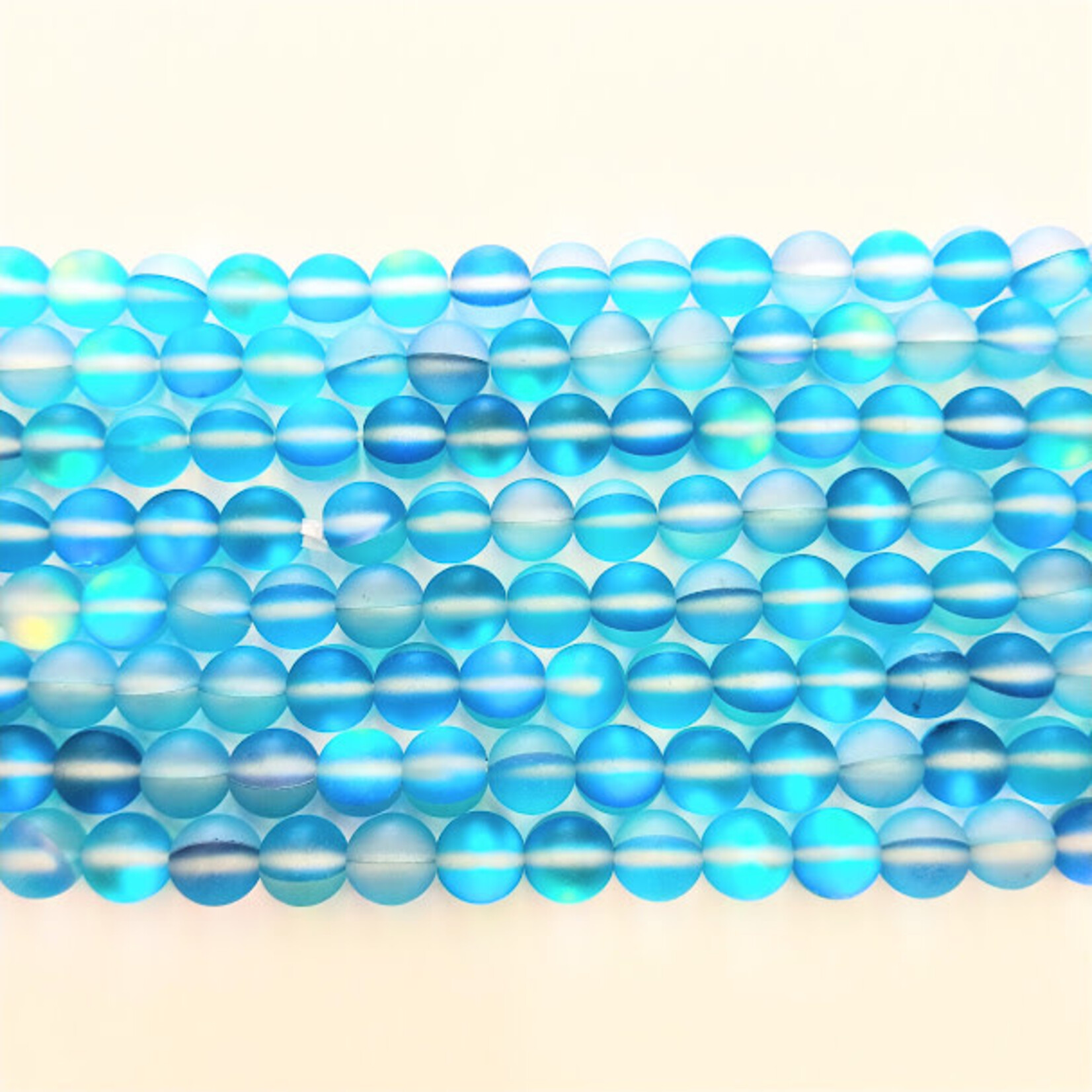 Mermaid Glass  8mm Round Blue Strand