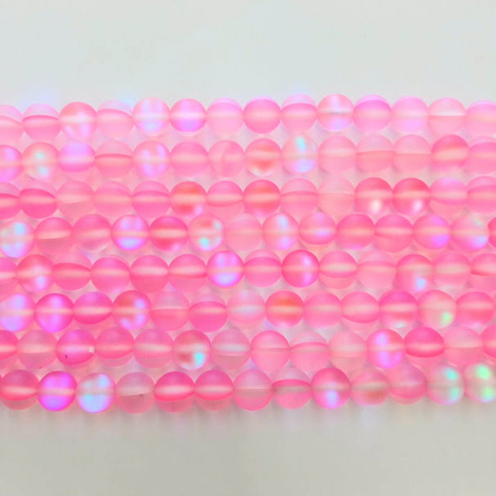 Mermaid Glass  8mm Round Pink Strand