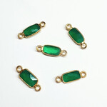 Green Onyx  5x14mm Gold Plated 2 Hole Gem Link