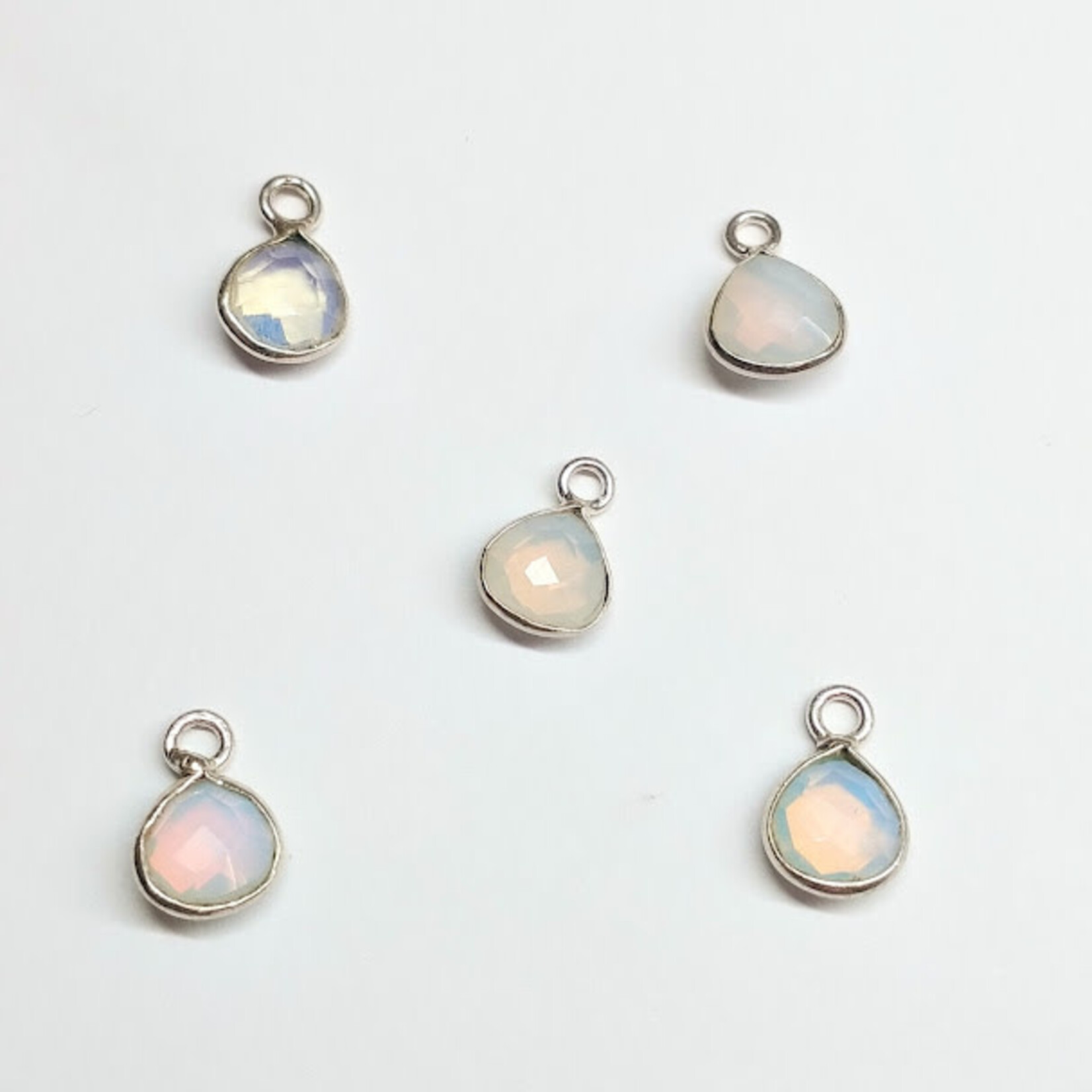 Opalite  7x10mm Silver Plated Teardrop Charm