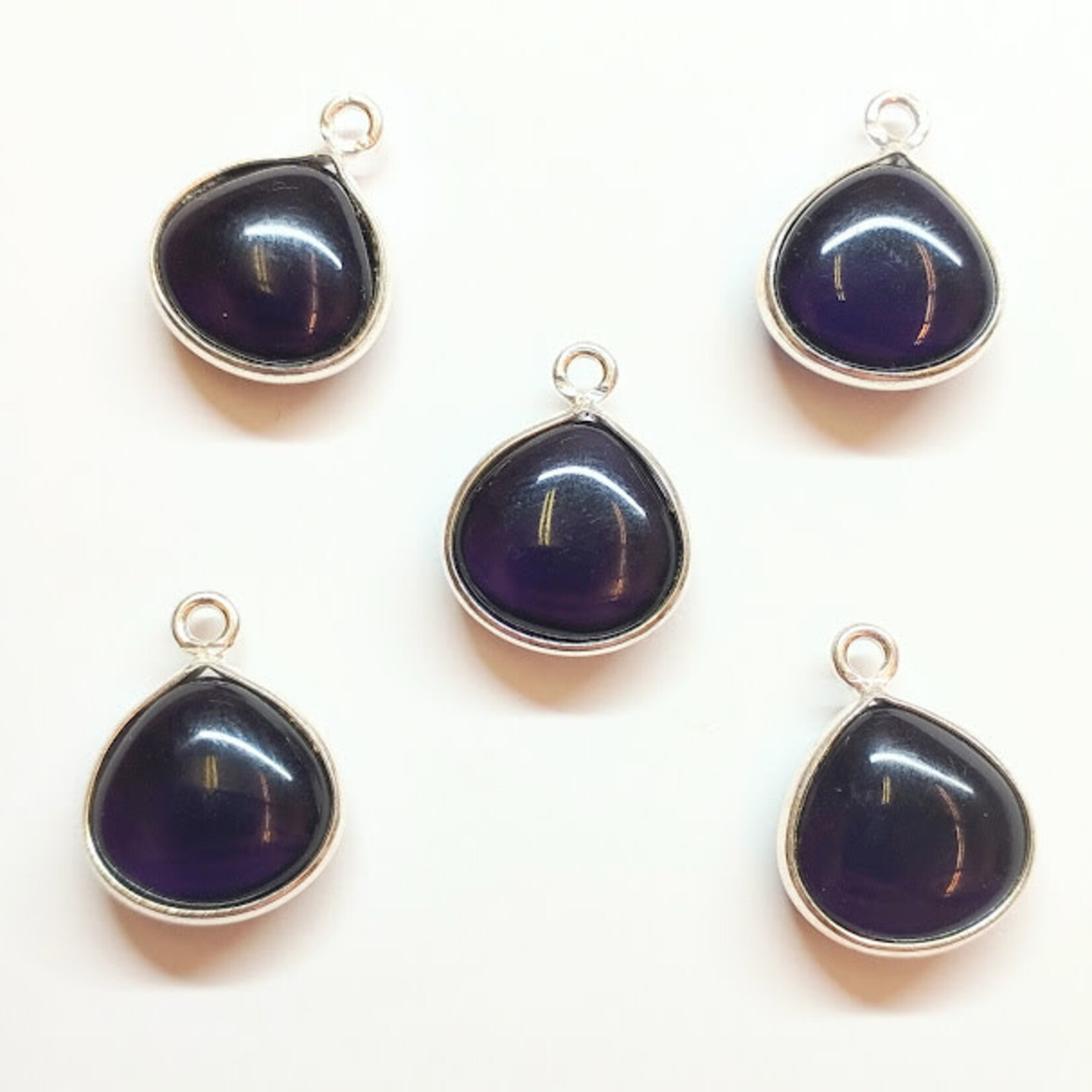 Amethyst 16x21mm Silver Plated Teardrop Pendant