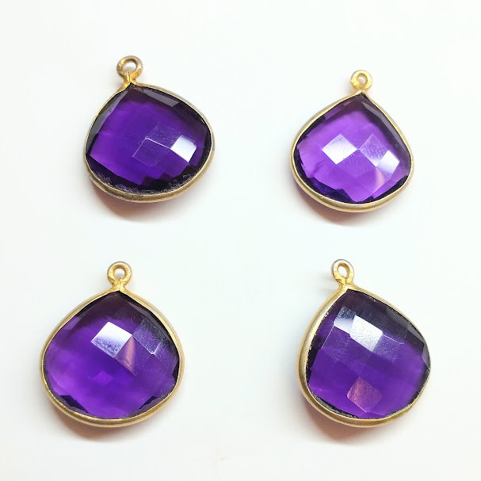 Amethyst 21x24mm Faceted Gold Plated Teardrop Pendant