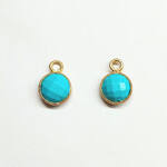 Arizona Turquoise  9x12mm Gold Plated Charm