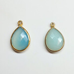Aquamarine 11x25mm Faceted Gold Plated Teardrop Pendant