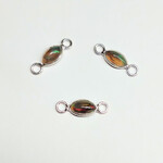 Ethiopian Opal  4x11mm Silver Plated 2 Hole Link