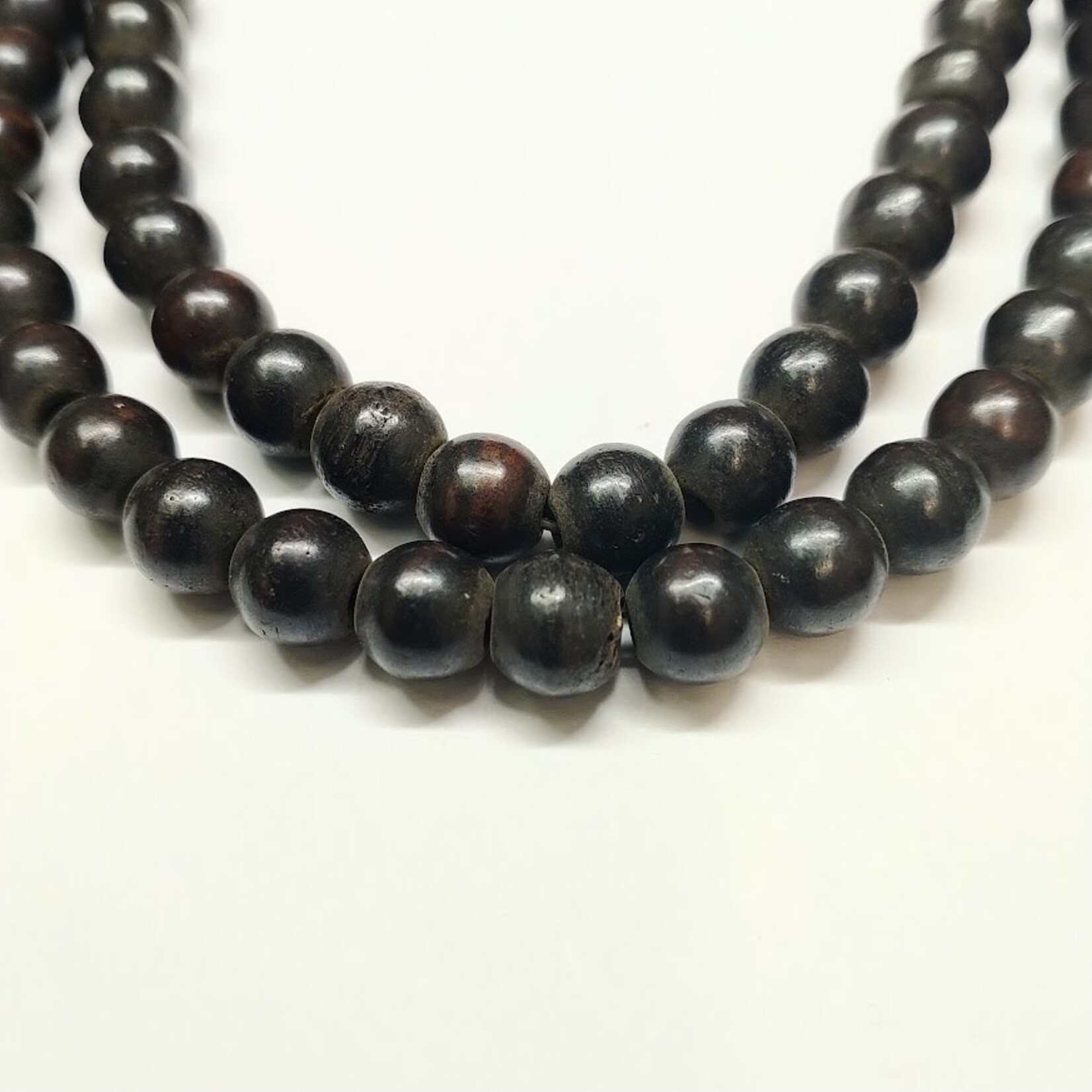 Ox Bone Round  8mm Dark Bead Strand