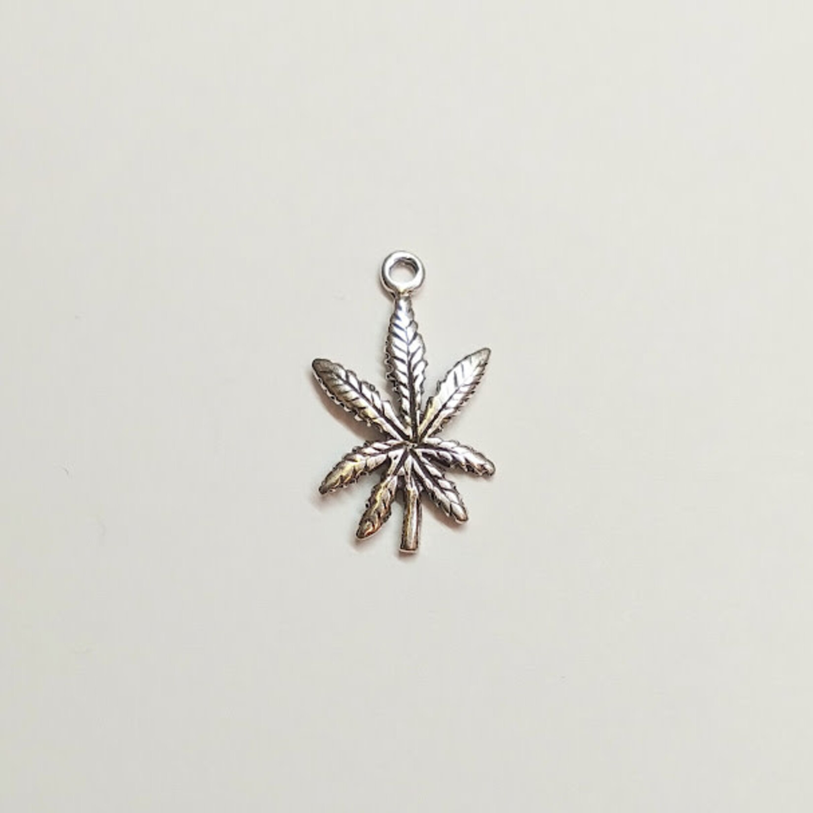 Marijuana Leaf Sterling Silver 19x11mm Charm