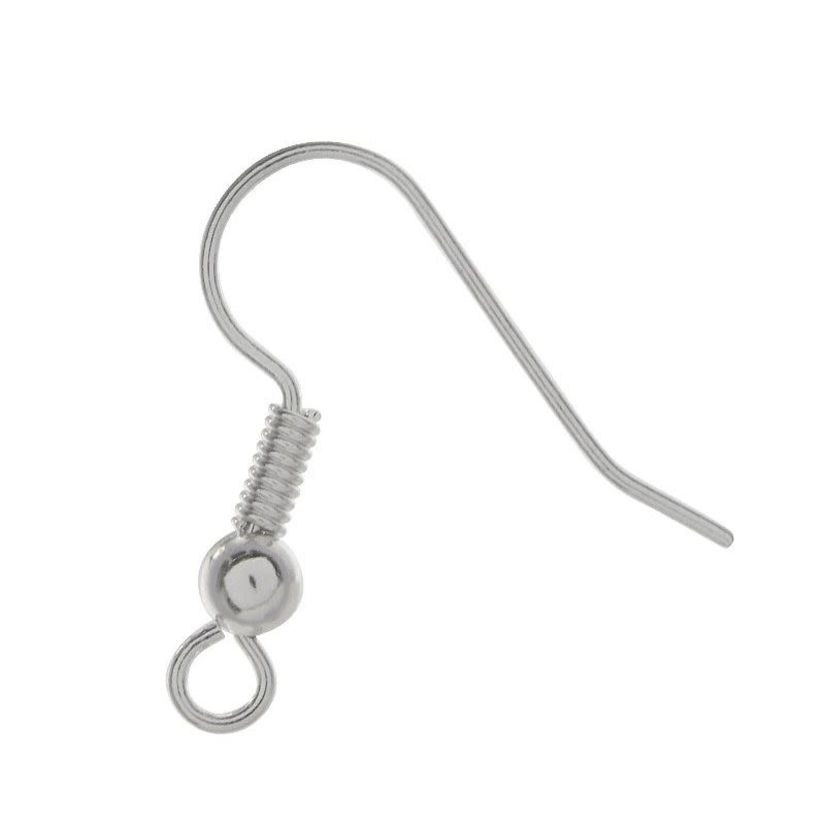 Silver Plated Earwire w/ Ball and Coil - Pair
