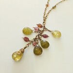 Gold Filled Peridot and Tourmaline Wire Wrapped Chain Necklace - Vicki's Creations