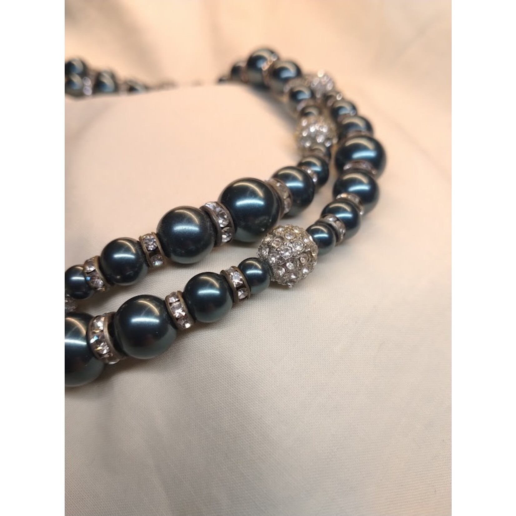 Swarovski Pearl w/ Rhinestones Double Strand Necklace - Vicki's Creations