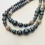Swarovski Pearl w/ Rhinestones Double Strand Necklace - Vicki's Creations