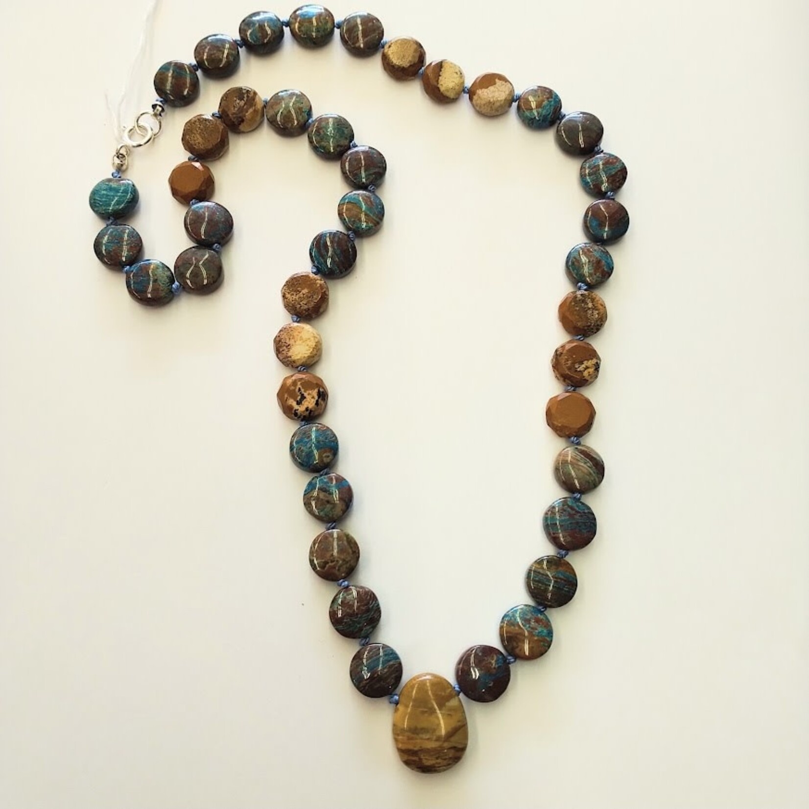 Yellow Jasper and Chrysocolla Knotted Necklace - Ready To Wear