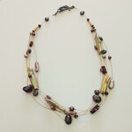 Freshwater Pearl w/ Garnet Multistrand Necklace - Vicki's Creations