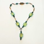 Lampwork Glass and Swarovski Cube Necklace  - Vicki's Creations