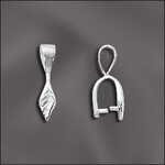 Silver Plated Leaf Pinch Bail with Ring and Pegs