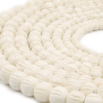 Ox Bone 10mm Carved Melon Bead - Single