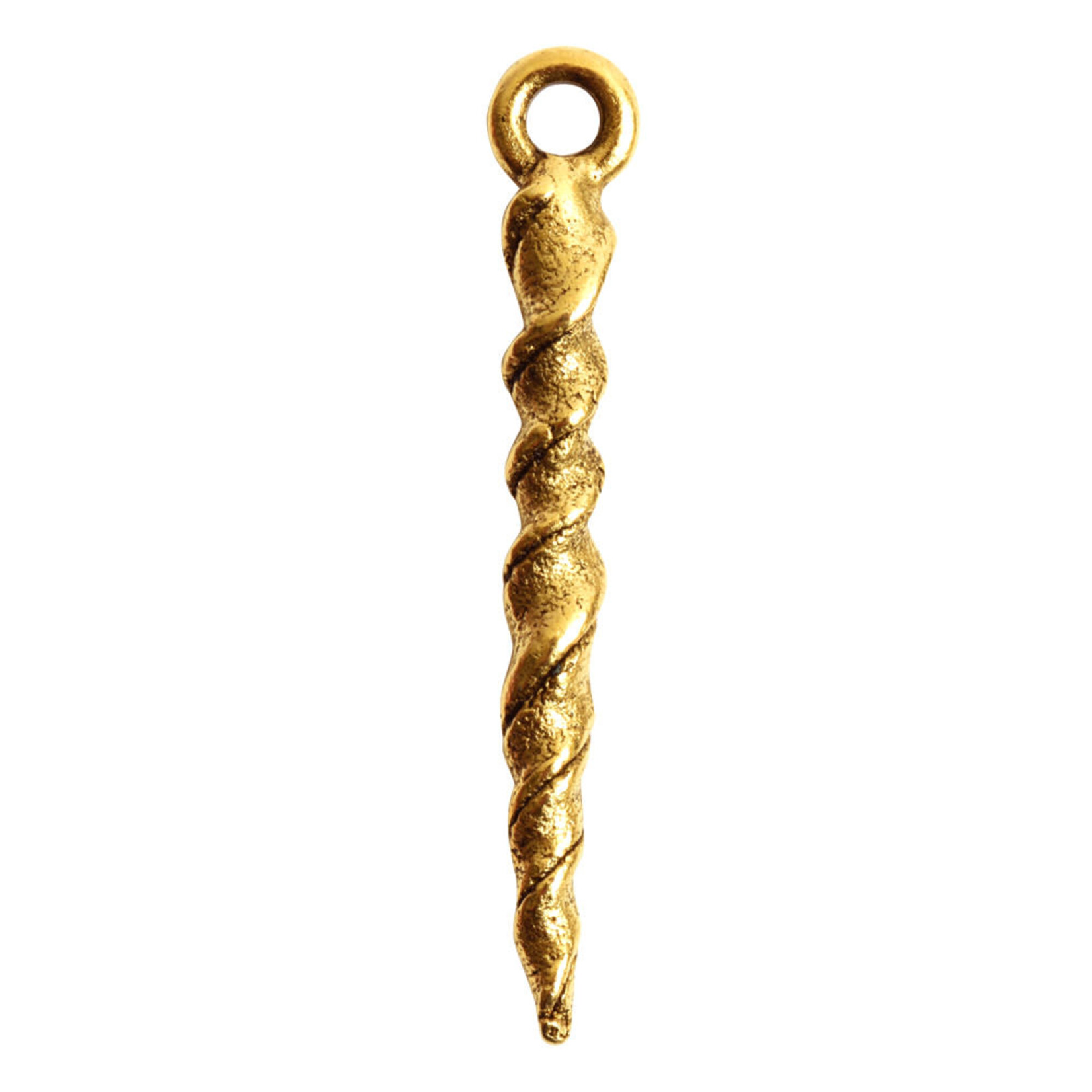 Small Narwhal Horn Antique Gold Charm