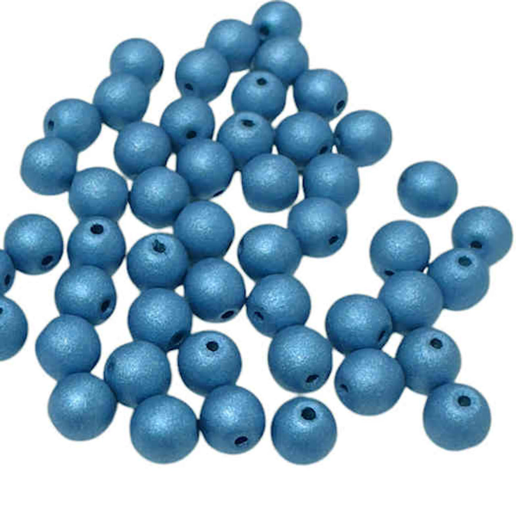 Druk Glass Bead Metallic Sea Blue 4mm Round - Bag of 25