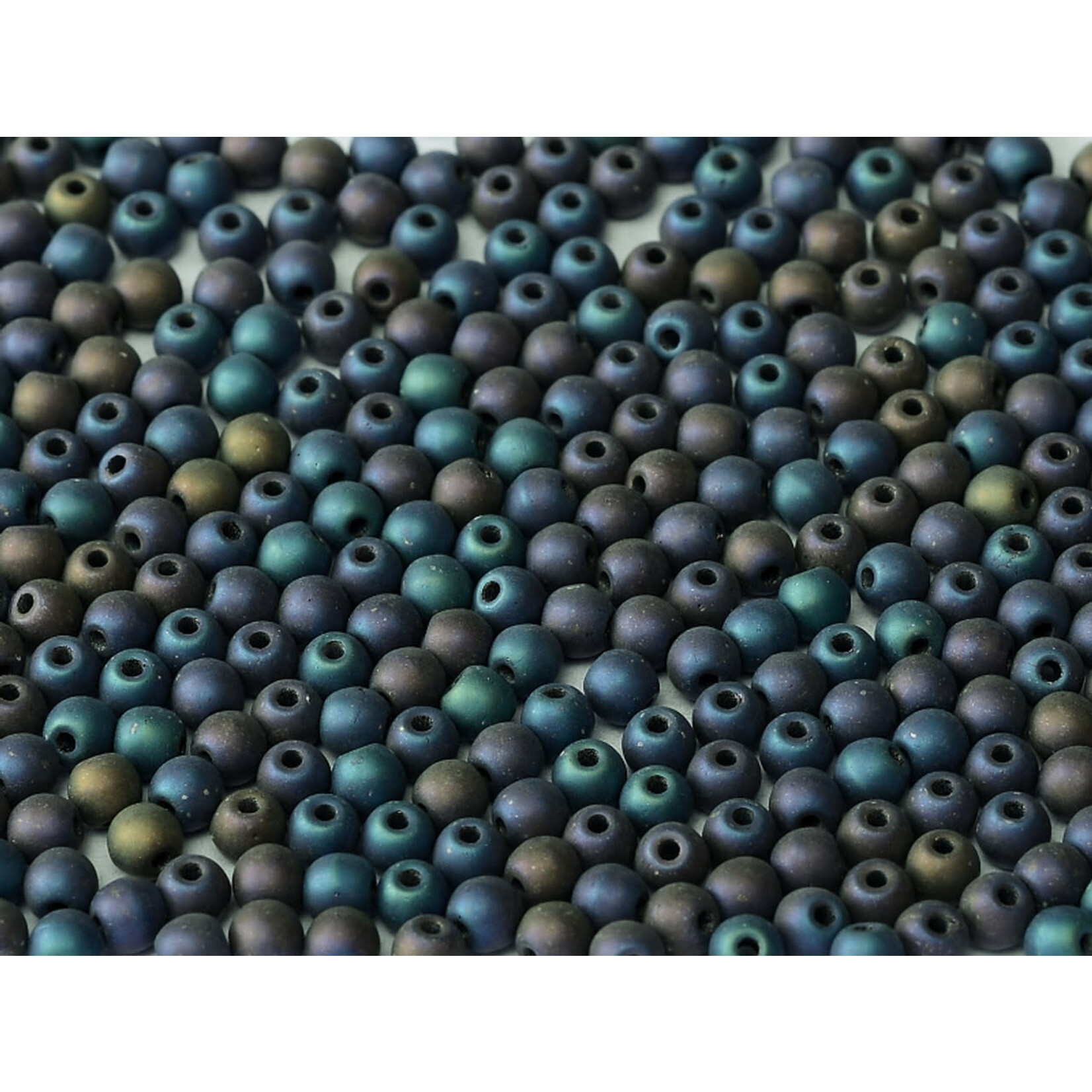 Druk Glass Bead Matte Blue Iris 4mm Round - Bag of 25