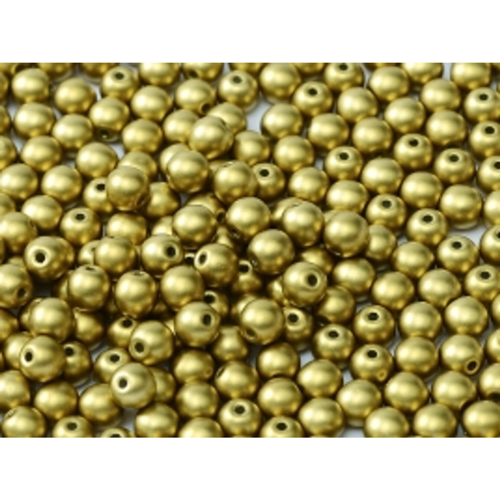 Druk Glass Bead Metallic Olivine 4mm Round - Bag of 25