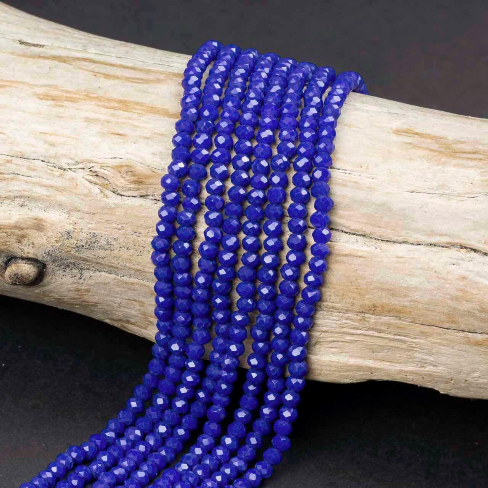 Crystal  2x3mm Opaque Cobalt Blue Faceted Rondelle Beads - 15" Strand